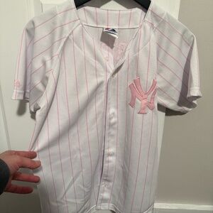New York Yankees Alex Rodriguez #13 Pink Pinstripe Jersey | Majestic | Women’s S